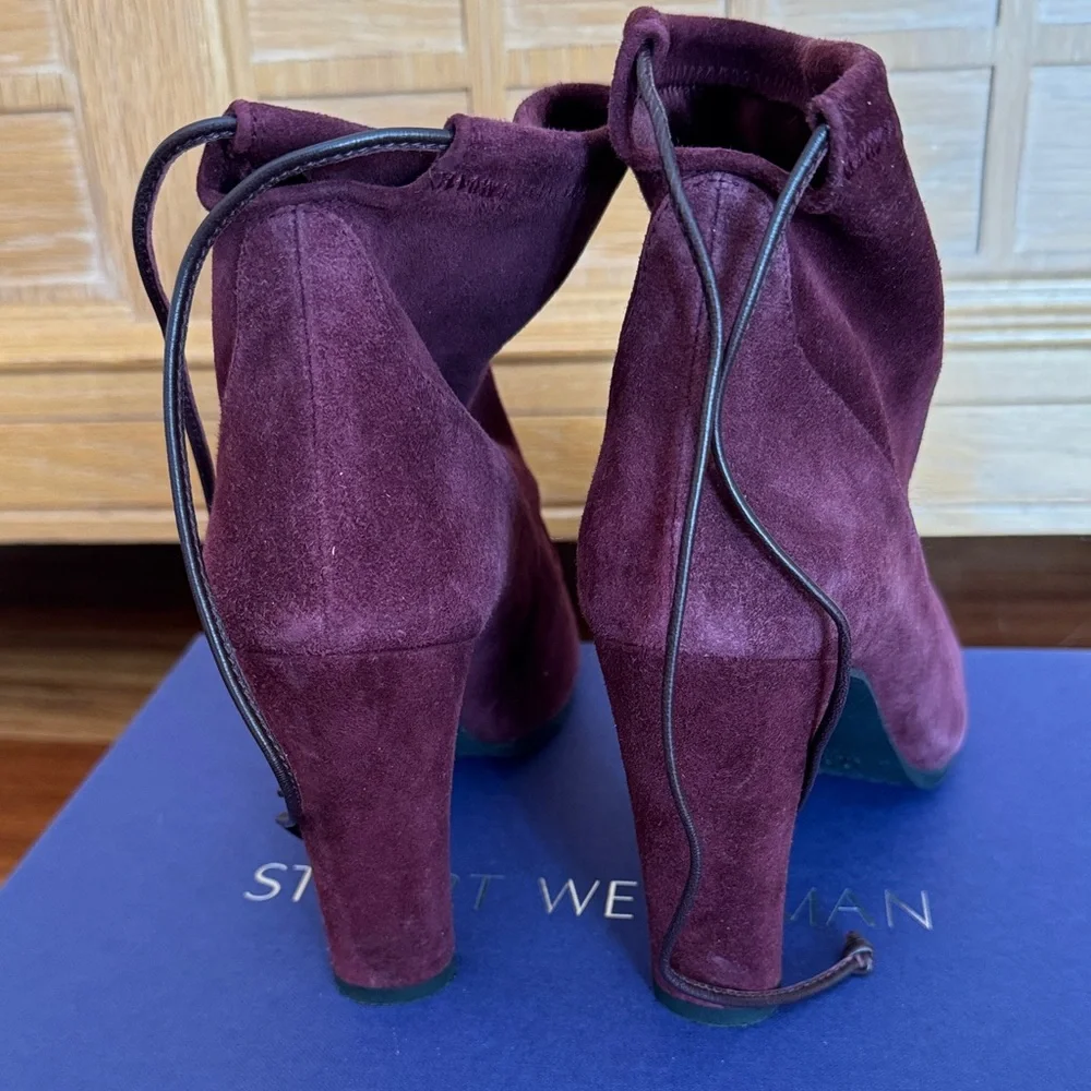 Stuart Weitzman Women's Deep Burgundy Heeled Boots - Picture 3 of 4